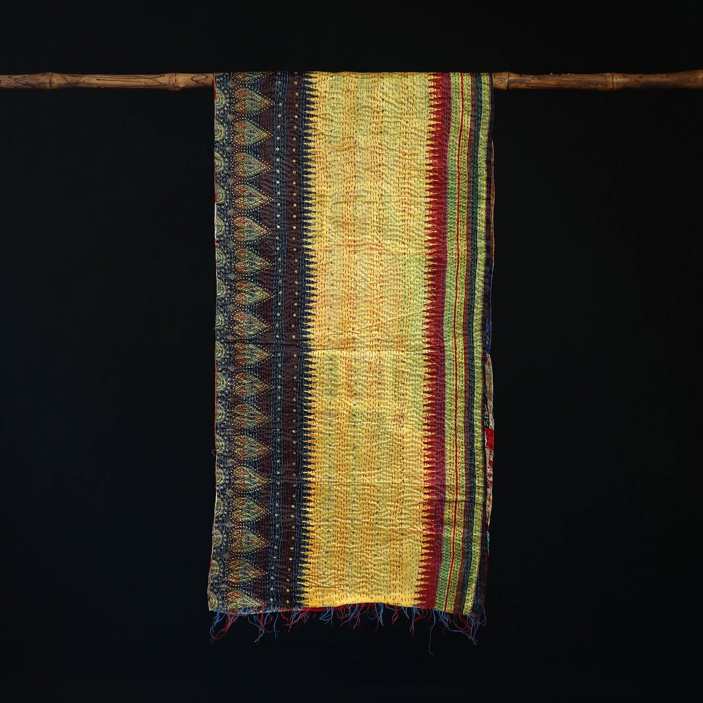 Bengal Kantha Handwork Patchwork Reversible Silk Stole 163
