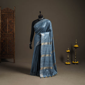 Ghicha Tussar Silk Bhagalpuri Pure Handwoven Saree with Zari Border 02