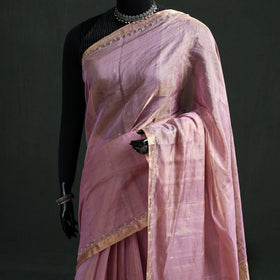 Pure Handloom Tissue Zari Buti Bead Work Katan Silk Chanderi Saree 07