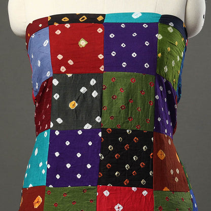 Multicolor - Bandhani Tie-Dye Patchwork Cotton Kurta Material - (2.55 meter) 03