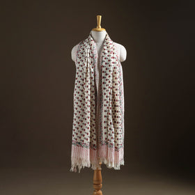 Floral Sanganeri Print Pure Merino Wool Handwoven Shawl 05
