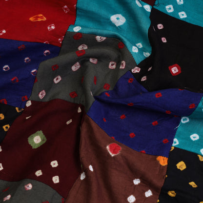 Multicolor - Bandhani Tie-Dye Patchwork Cotton Kurta Material - (2.5 meter) 02
