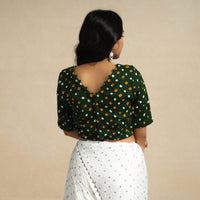 Green - Bandhani Tie Dye Cotton Stitched Blouse