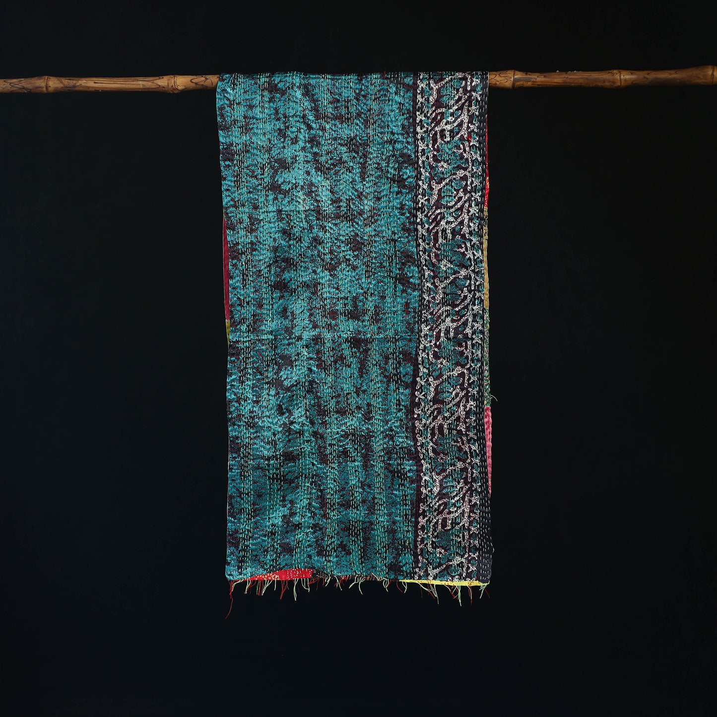 Bengal Kantha Handwork Patchwork Reversible Silk Stole 160