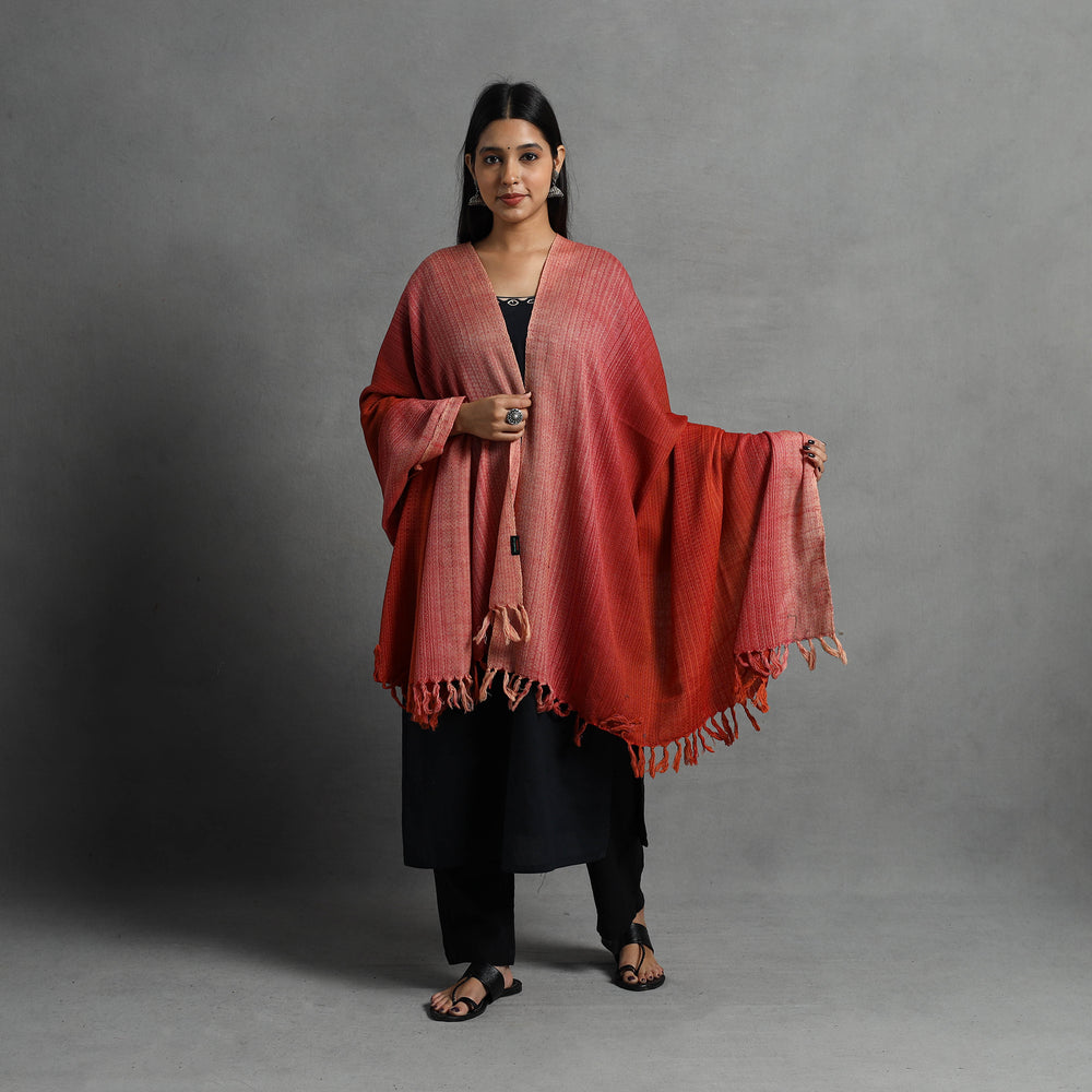 Red - Kumaun Handwoven Pure Merino Wool Shawl for Women 119