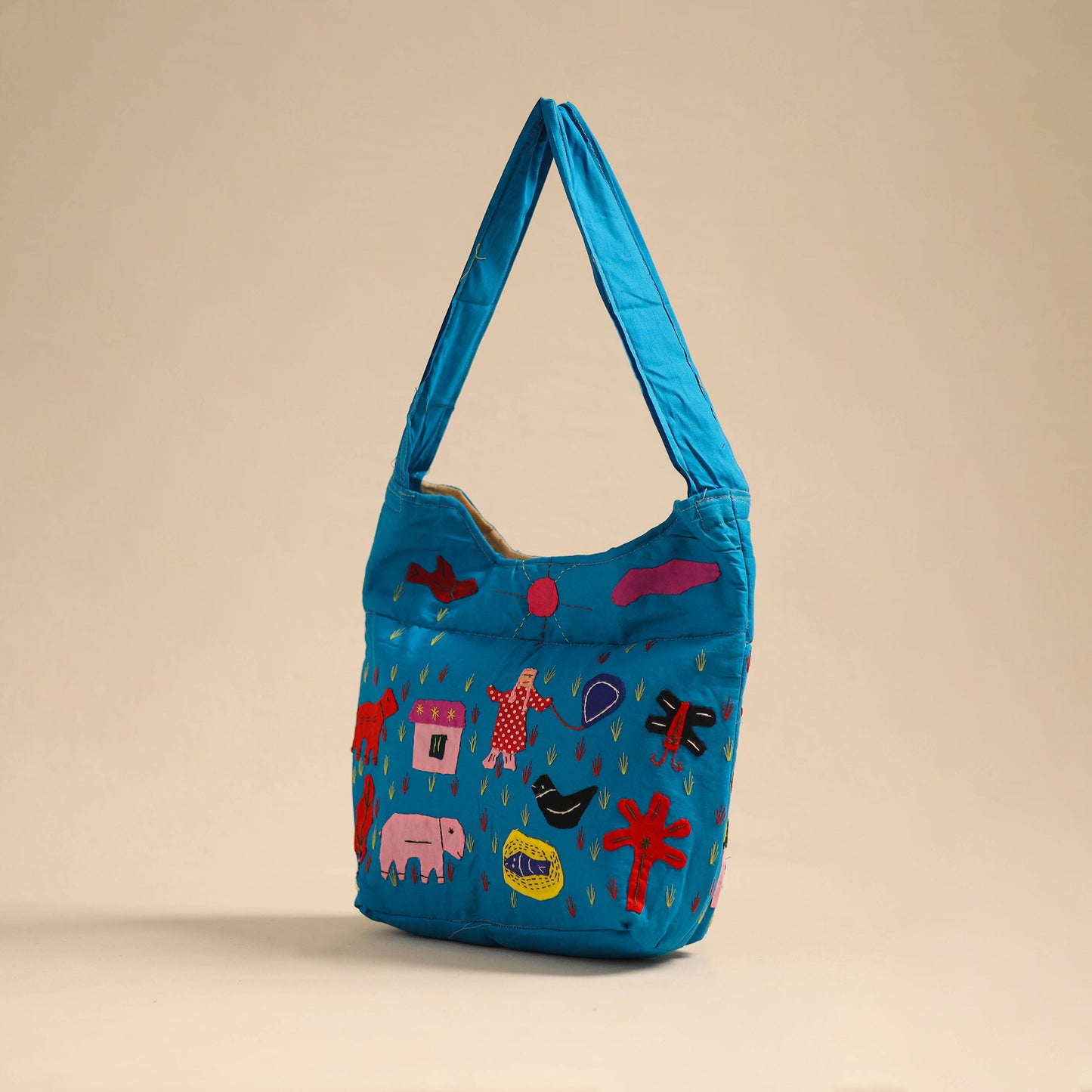 Blue - Pipli Applique Work Shoulder Bag 15