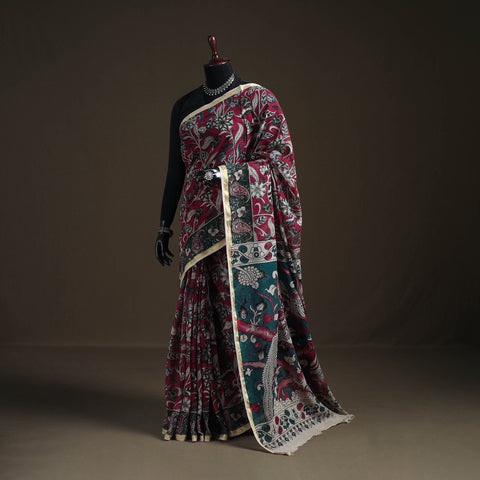 Kalamkari Printed Kota Doria Cotton Saree 02