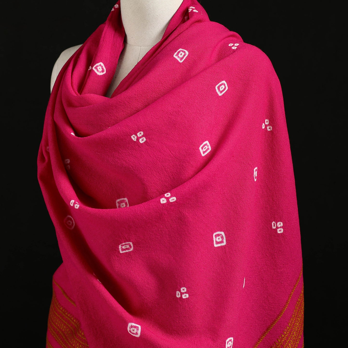Kutch Handwoven Bandhani Merino Wool Shawl 26