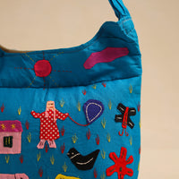 Blue - Pipli Applique Work Shoulder Bag 15