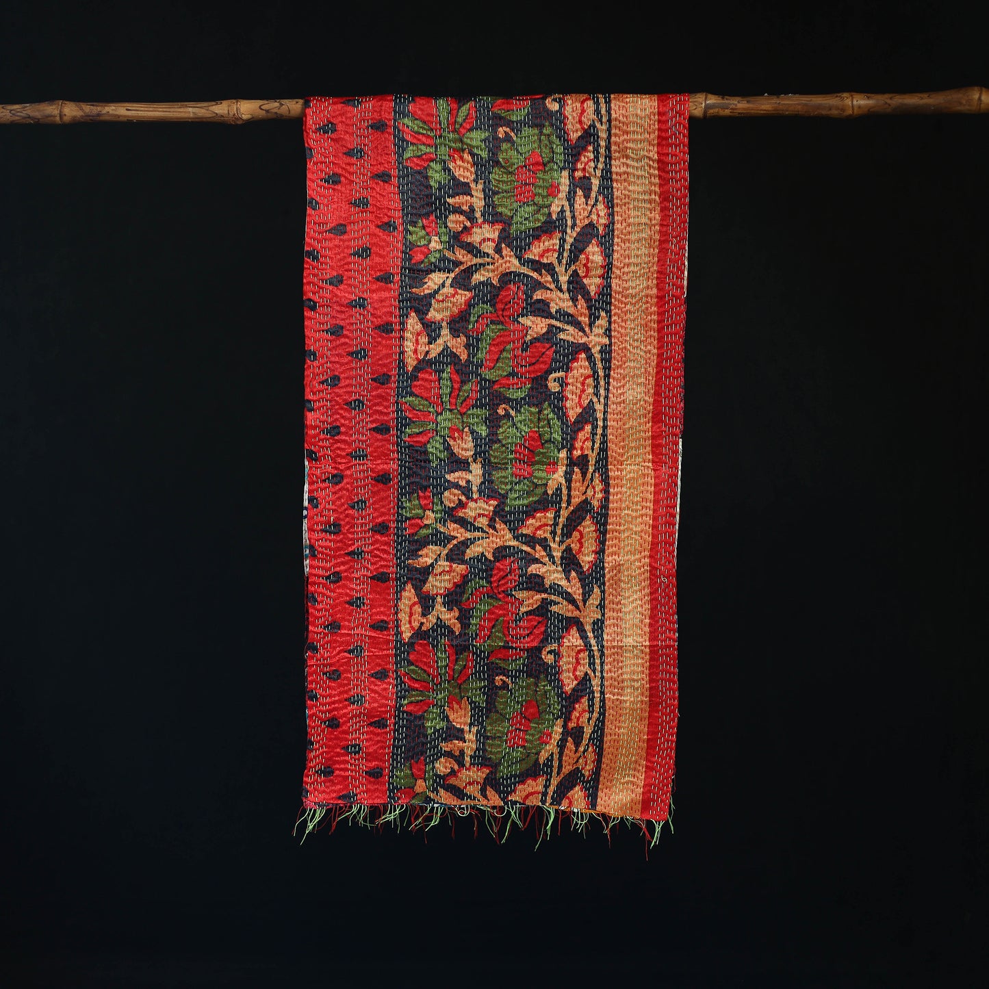 Bengal Kantha Handwork Patchwork Reversible Silk Stole 158