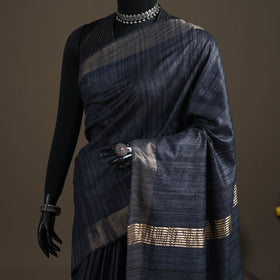 Ghicha Tussar Silk Bhagalpuri Pure Handwoven Saree with Zari Border 03
