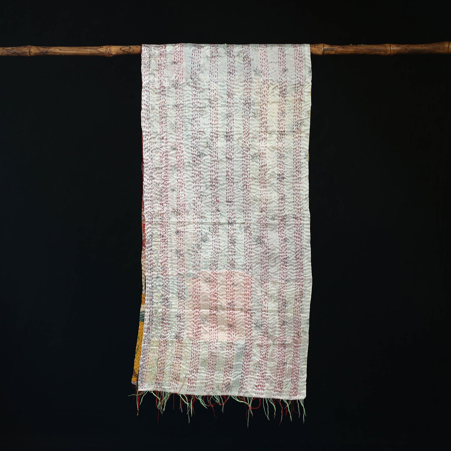 Bengal Kantha Handwork Patchwork Reversible Silk Stole 157