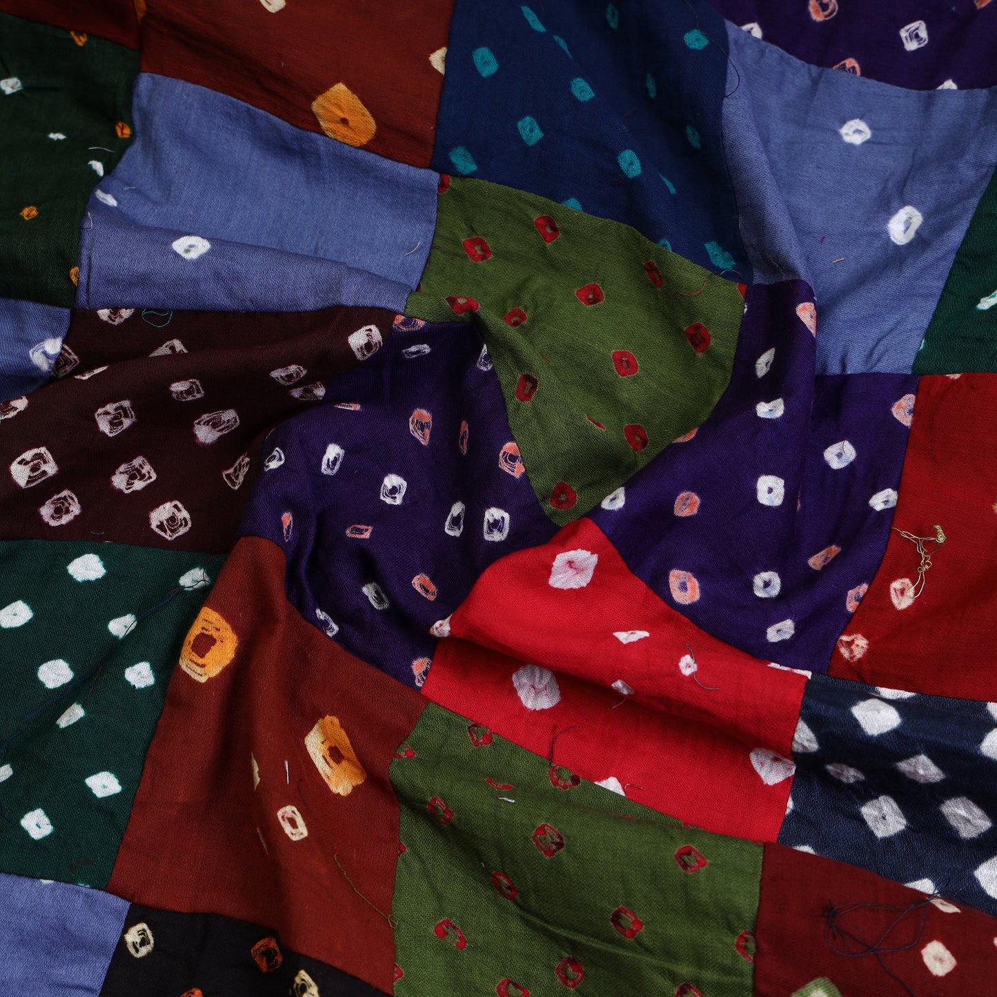 Multicolor - Bandhani Tie-Dye Patchwork Cotton Kurta Material - (2.75 meter) 04