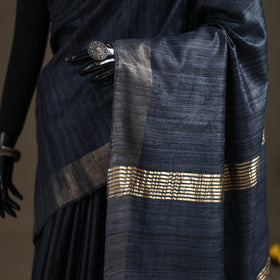 Ghicha Tussar Silk Bhagalpuri Pure Handwoven Saree with Zari Border 03