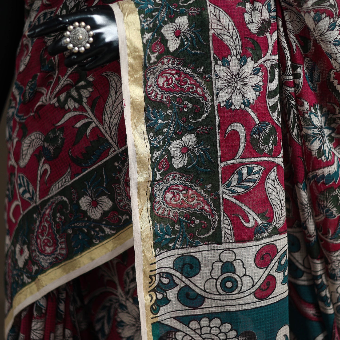 Kalamkari Printed Kota Doria Cotton Saree 02