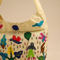 Light Yellow - Pipli Applique Work Shoulder Bag 01