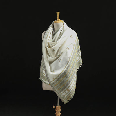 Kutch Handwoven Mirror Work Chomuk Buta Acrylic Wool Shawl 16