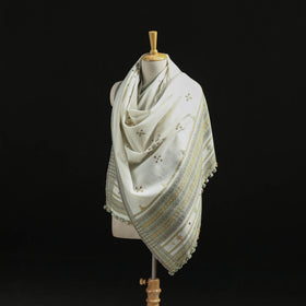 Kutch Handwoven Mirror Work Chomuk Buta Acrylic Wool Shawl 16