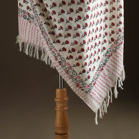 Floral Sanganeri Print Pure Merino Wool Handwoven Shawl 05