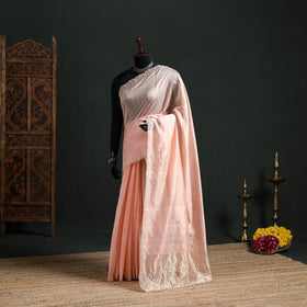 Pure Handloom Zari Pallu Bead Work Chanderi Silk Saree 17