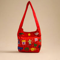 Red - Pipli Applique Work Shoulder Bag 02