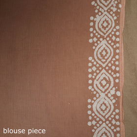 Brown - mul cotton hand batik saree 20 - handcrafted