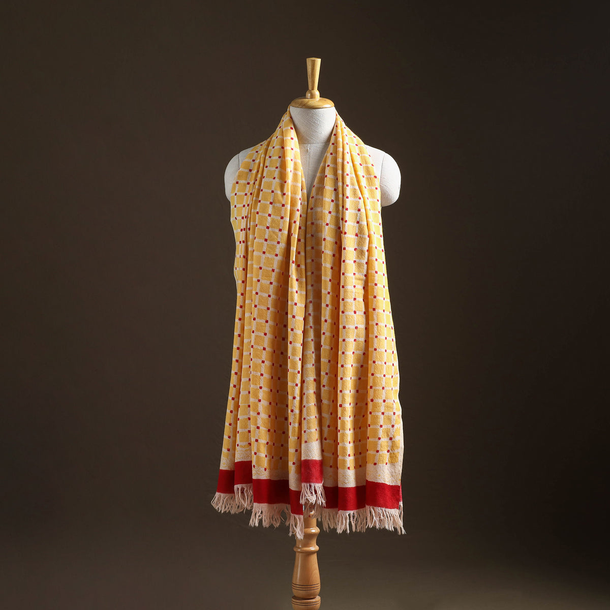 Floral Sanganeri Print Pure Merino Wool Handwoven Shawl 07