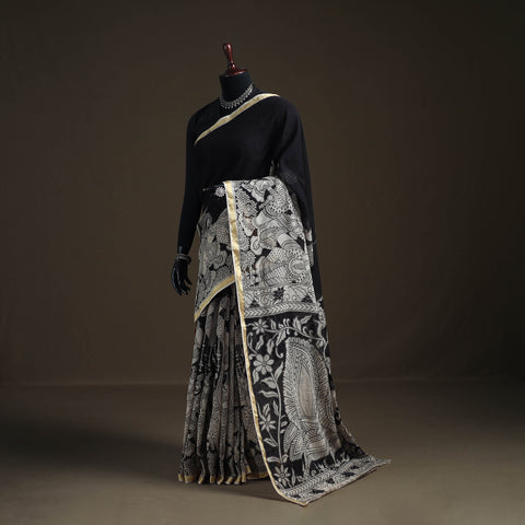 Kalamkari Printed Kota Doria Cotton Saree 03