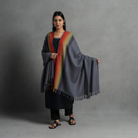 Grey - Kumaun Handwoven Pure Merino Wool Shawl for Women 121