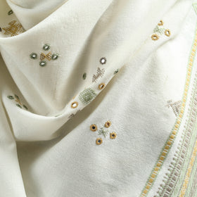 Kutch Handwoven Mirror Work Chomuk Buta Acrylic Wool Shawl 16