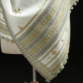 Kutch Handwoven Mirror Work Chomuk Buta Acrylic Wool Shawl 16