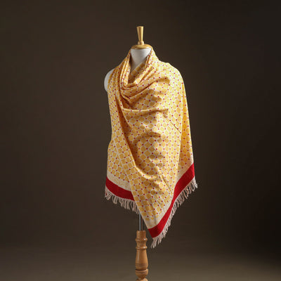 Floral Sanganeri Print Pure Merino Wool Handwoven Shawl 07