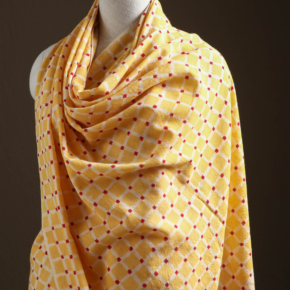Floral Sanganeri Print Pure Merino Wool Handwoven Shawl 07