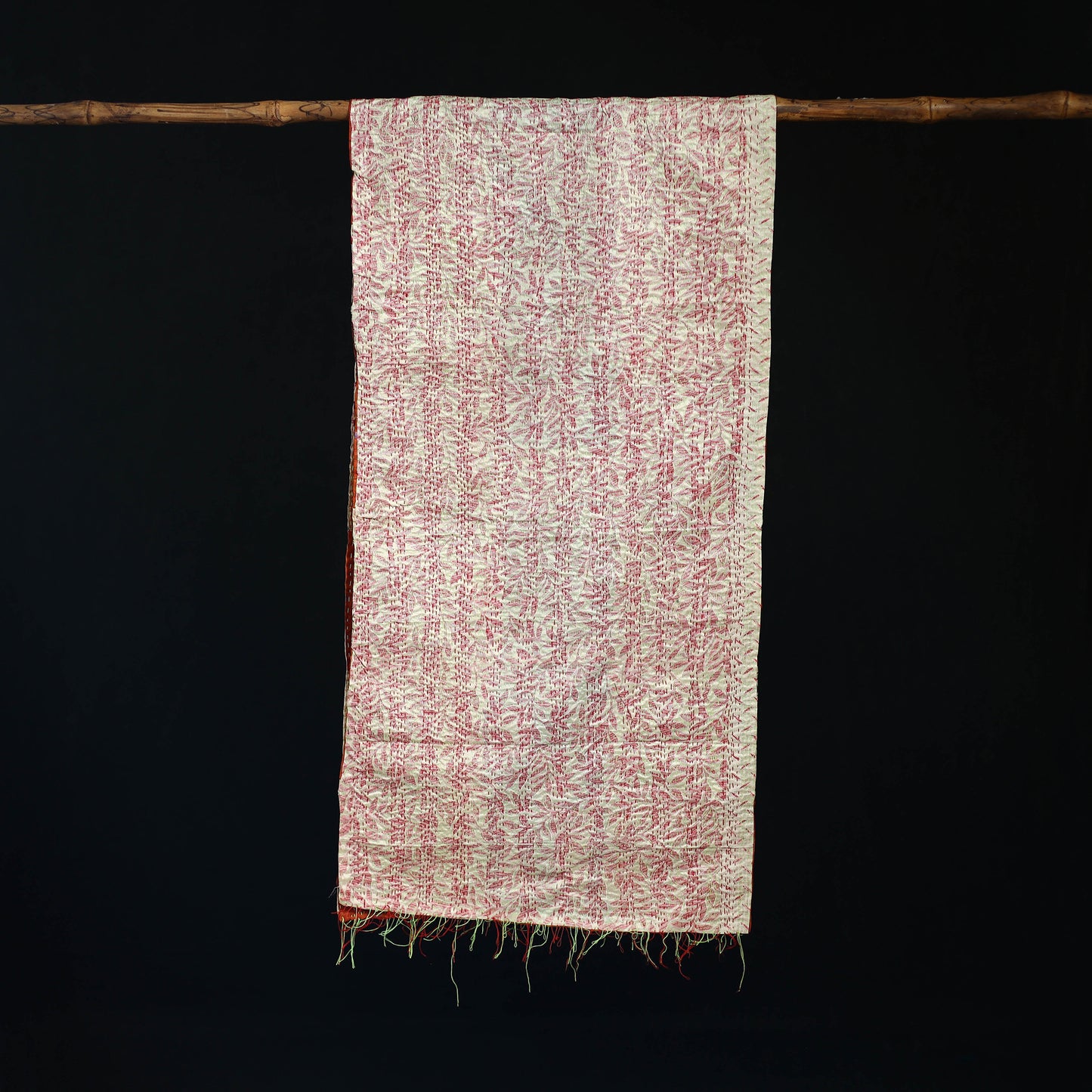 Bengal Kantha Handwork Patchwork Reversible Silk Stole 150