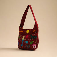 Maroon - Pipli Applique Work Shoulder Bag 03