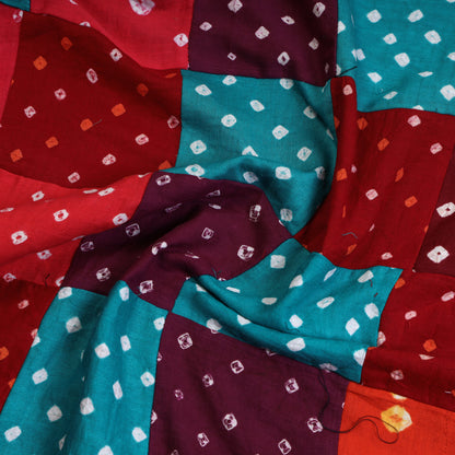 Multicolor - Bandhani Tie-Dye Patchwork Cotton Kurta Material - (2.7 meter) 06