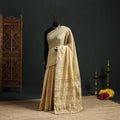 Pure Handloom Tissue Zari Buti Bead Work Katan Silk Chanderi Saree 08