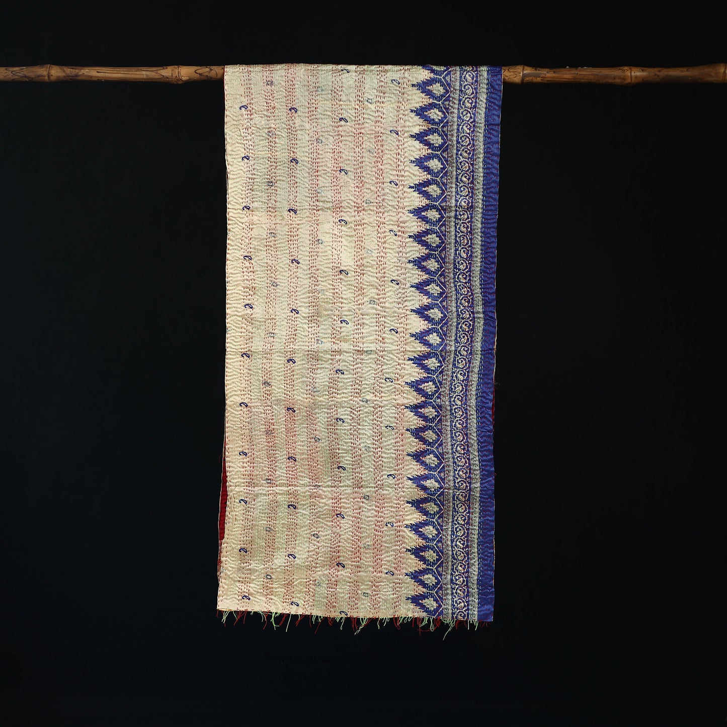 Bengal Kantha Handwork Patchwork Reversible Silk Stole 149