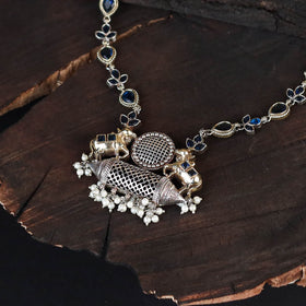 White - saanjh saaj classic german silver necklace set 49