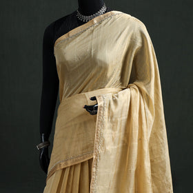 Pure Handloom Tissue Zari Buti Bead Work Katan Silk Chanderi Saree 08