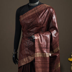Ghicha Tussar Silk Bhagalpuri Pure Handwoven Saree with Zari Border 04