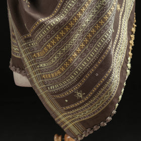 Kutch Handwoven Mirror Work Chomuk Buta Acrylic Wool Shawl 17