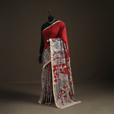 Kalamkari Printed Kota Doria Cotton Saree 04