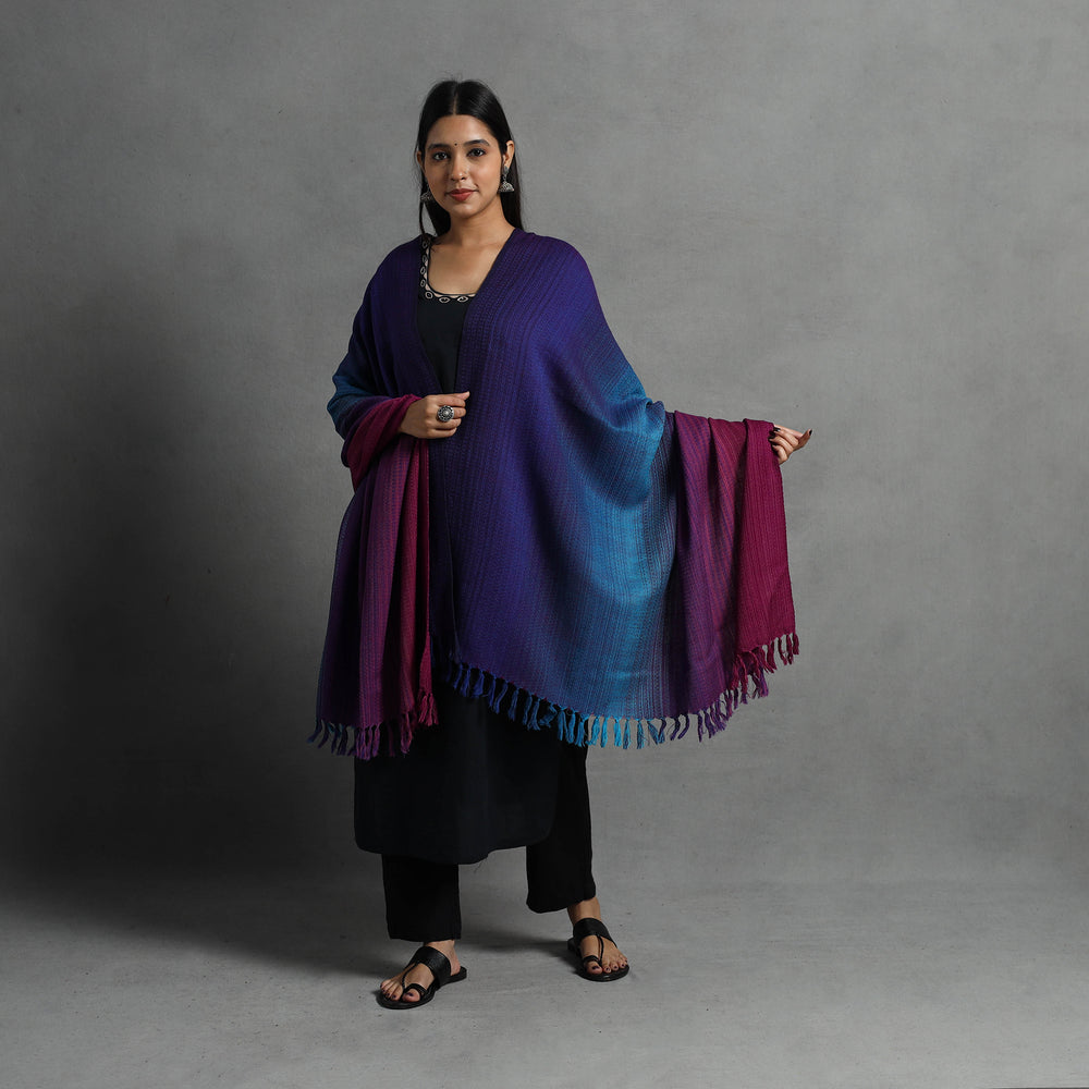 Blue - Kumaun Handwoven Pure Merino Wool Shawl for Women 123