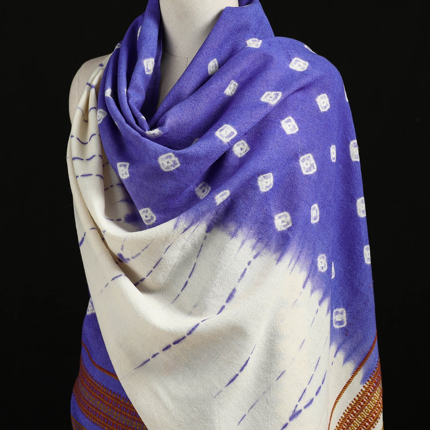 Kutch Handwoven Bandhani Merino Wool Shawl 29