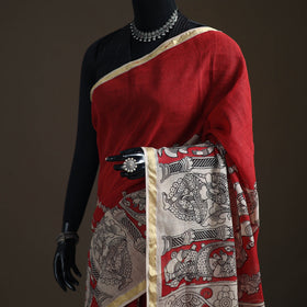 Kalamkari Printed Kota Doria Cotton Saree 04