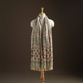 Floral Sanganeri Print Pure Merino Wool Handwoven Shawl 08