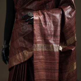 Ghicha Tussar Silk Bhagalpuri Pure Handwoven Saree with Zari Border 04