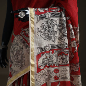 Kalamkari Printed Kota Doria Cotton Saree 04