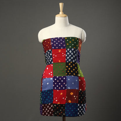 Multicolor - Bandhani Tie-Dye Patchwork Cotton Kurta Material - (2.5 meter) 10